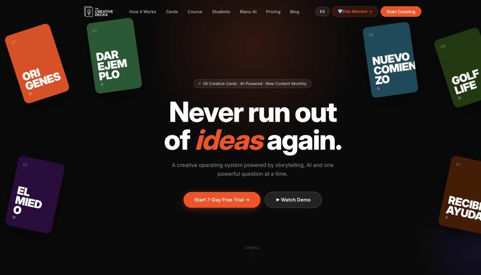 Página web de The Creative Decks